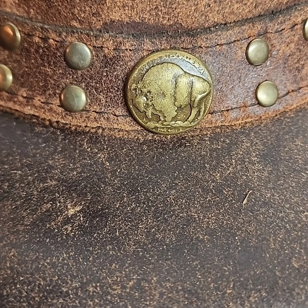Distressed Australia Style Handmade 100% Real Leather Cowboy Western Hat Sz L